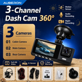 3-Channel Dash Cam – Front, Rear & Cabin, 1080P with Night Vision & G-Sensor