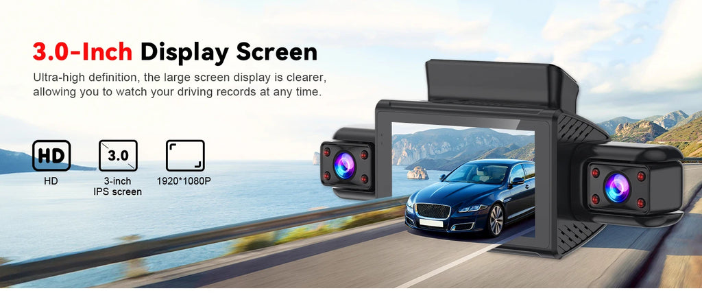 Dash Cam for Cars – 3 or 4 Camera System with WiFi, 1080P Night Vision & Parking Monitor
